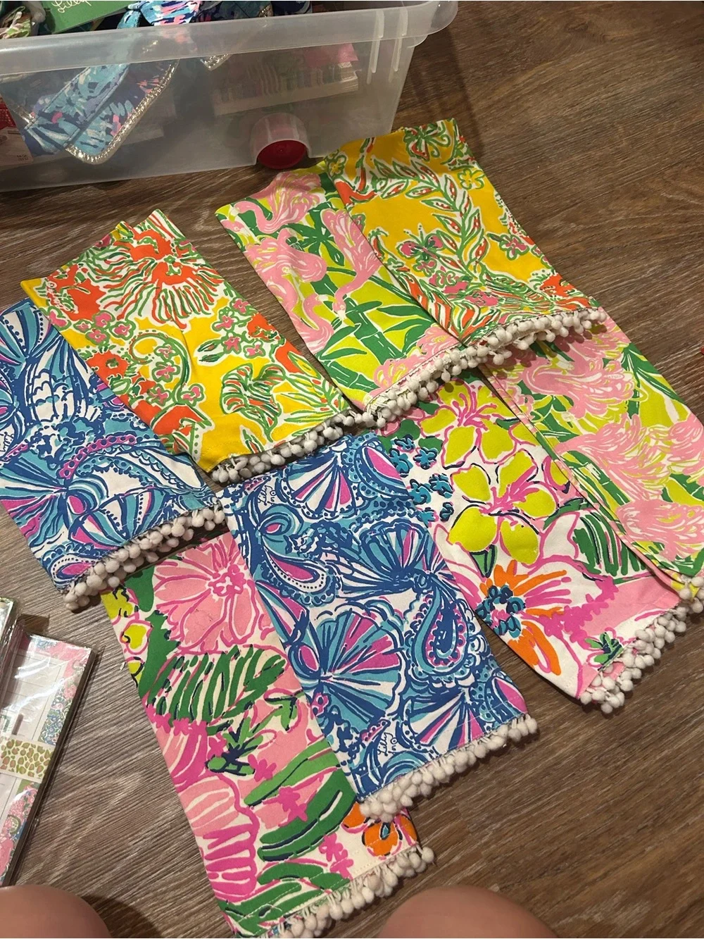 Lilly Pulitzer target  Bright Multi-Color Floral Pom-Trim dish towels  set of 8